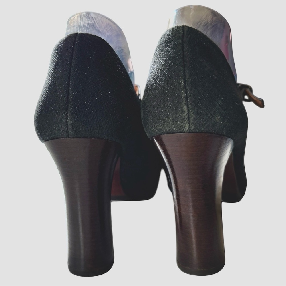 Chie Mihara Metallic Tweed Pinup Shoes Square Vamp Block Heel Size 39.5 US 9.5 - Picture 3 of 13